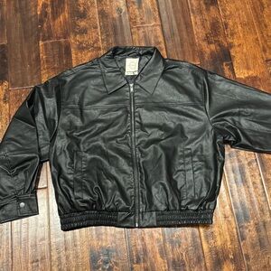 Womens Leather Faux Bomber Jacket Size XL